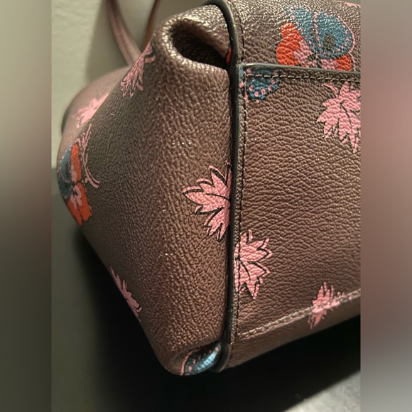 GUC COACH Mini Christie Carryall & Matching Wallet Set Wildflower Print Oxblood - Picture 8 of 15